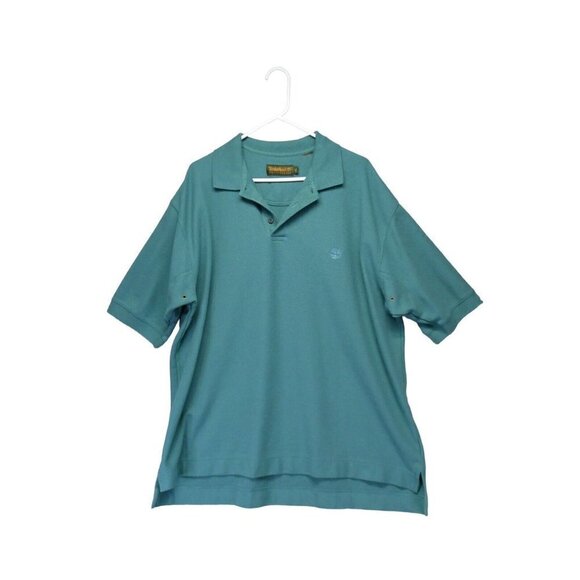 Timberland Weathergear Polo Shirt Mens XL Green Teal Short Sleeve Logo‎ Collar - Picture 9 of 9